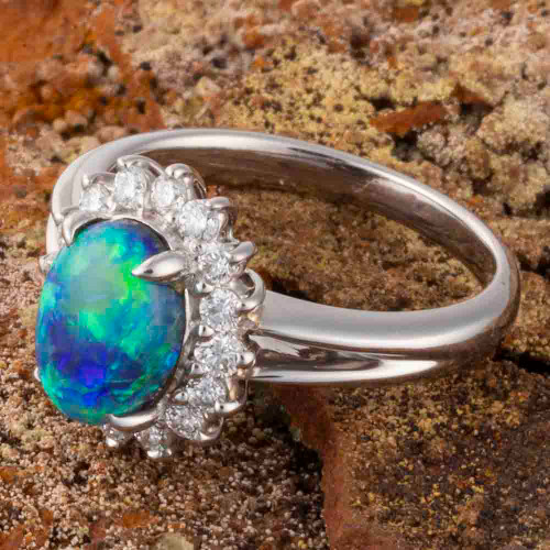 HEAVEN PLATINUM & DIAMOND SOLID BLACK OPAL RING HEAVEN PLATINUM & DIAMOND SOLID BLACK OPAL RING